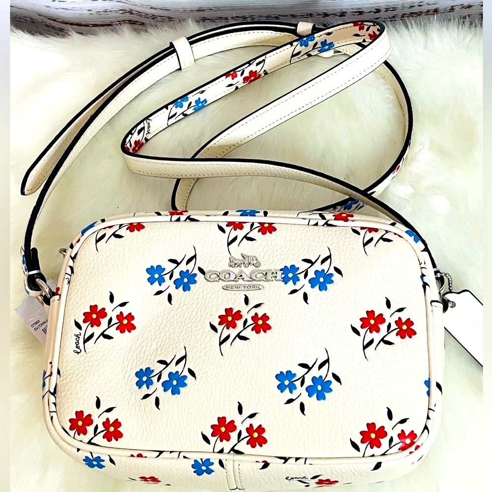 NWT Coach Mini Jamie Camera Bag white With Floral Print